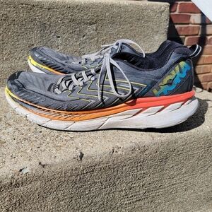 Hoka One One Men's Size 13 Clifton 4 Running Sneakers Black Orange